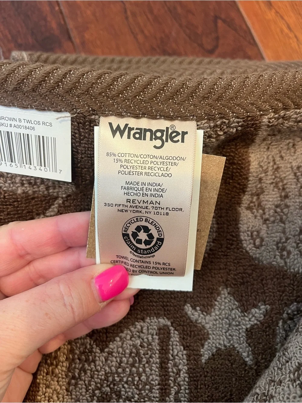 Wrangler Quick Dry Brown Western Cowboy Boot Bath and Hand Towel Set
